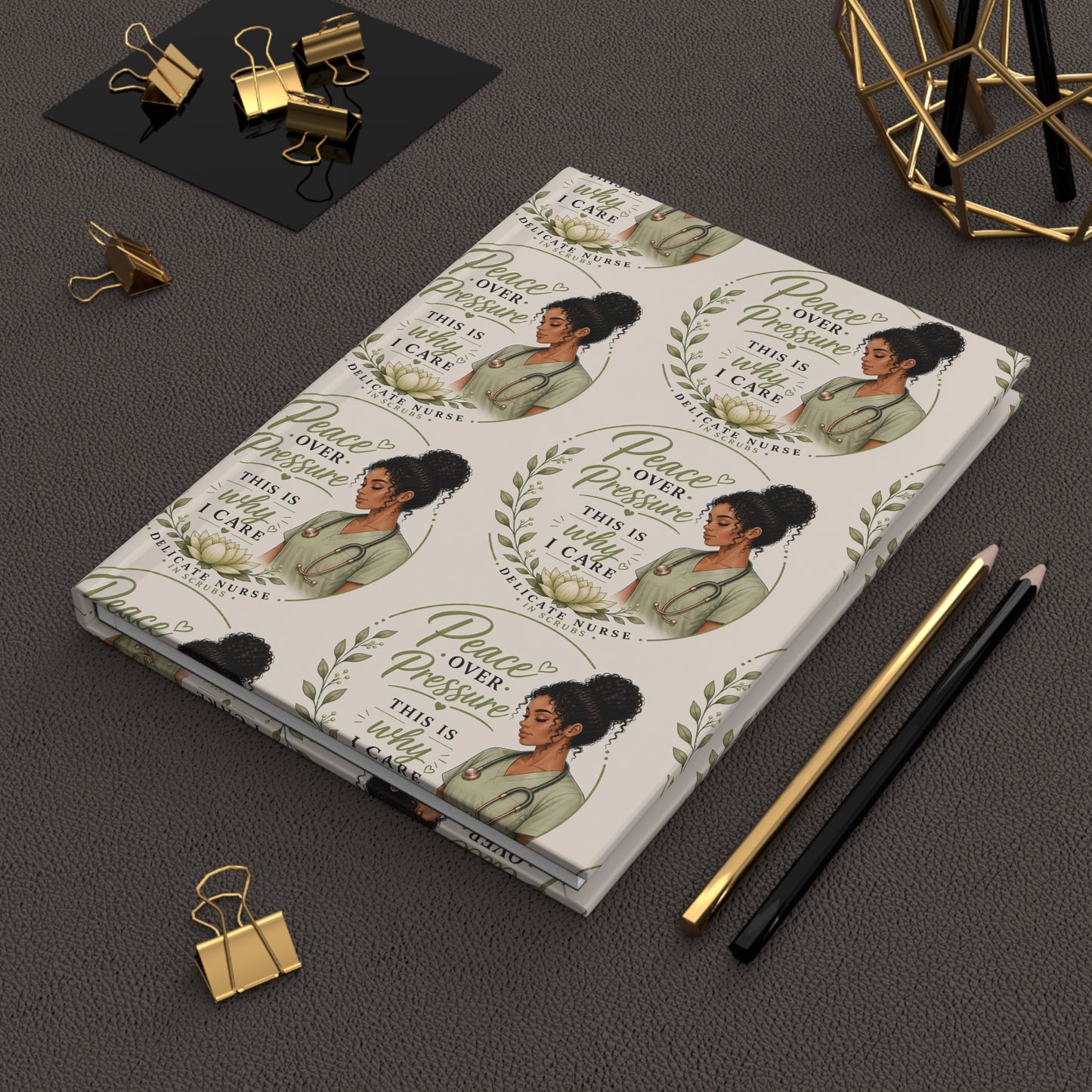 Hardcover Journal "Peace Over Perfection" Inspirational Notebook for Women