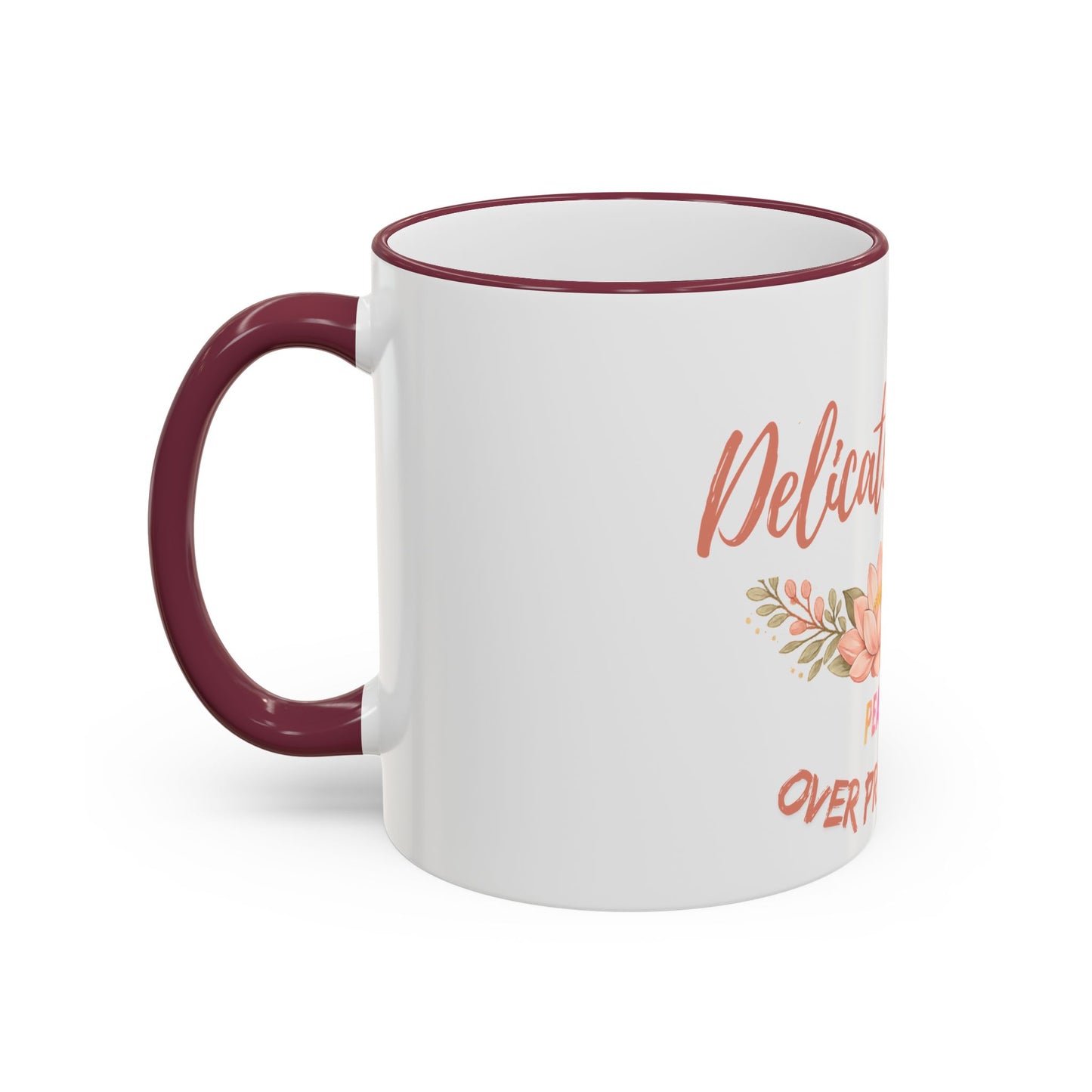 Delicate Nurse Mug – "Peace Over Pressure" Floral Accent Rim & Handle Coffee Cup (11oz/15oz)