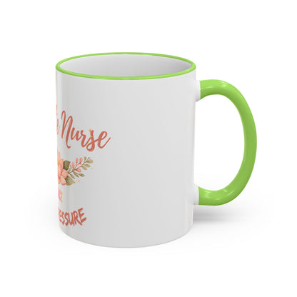 Delicate Nurse Mug – "Peace Over Pressure" Floral Accent Rim & Handle Coffee Cup (11oz/15oz)