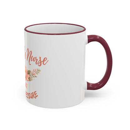 Delicate Nurse Mug – "Peace Over Pressure" Floral Accent Rim & Handle Coffee Cup (11oz/15oz)