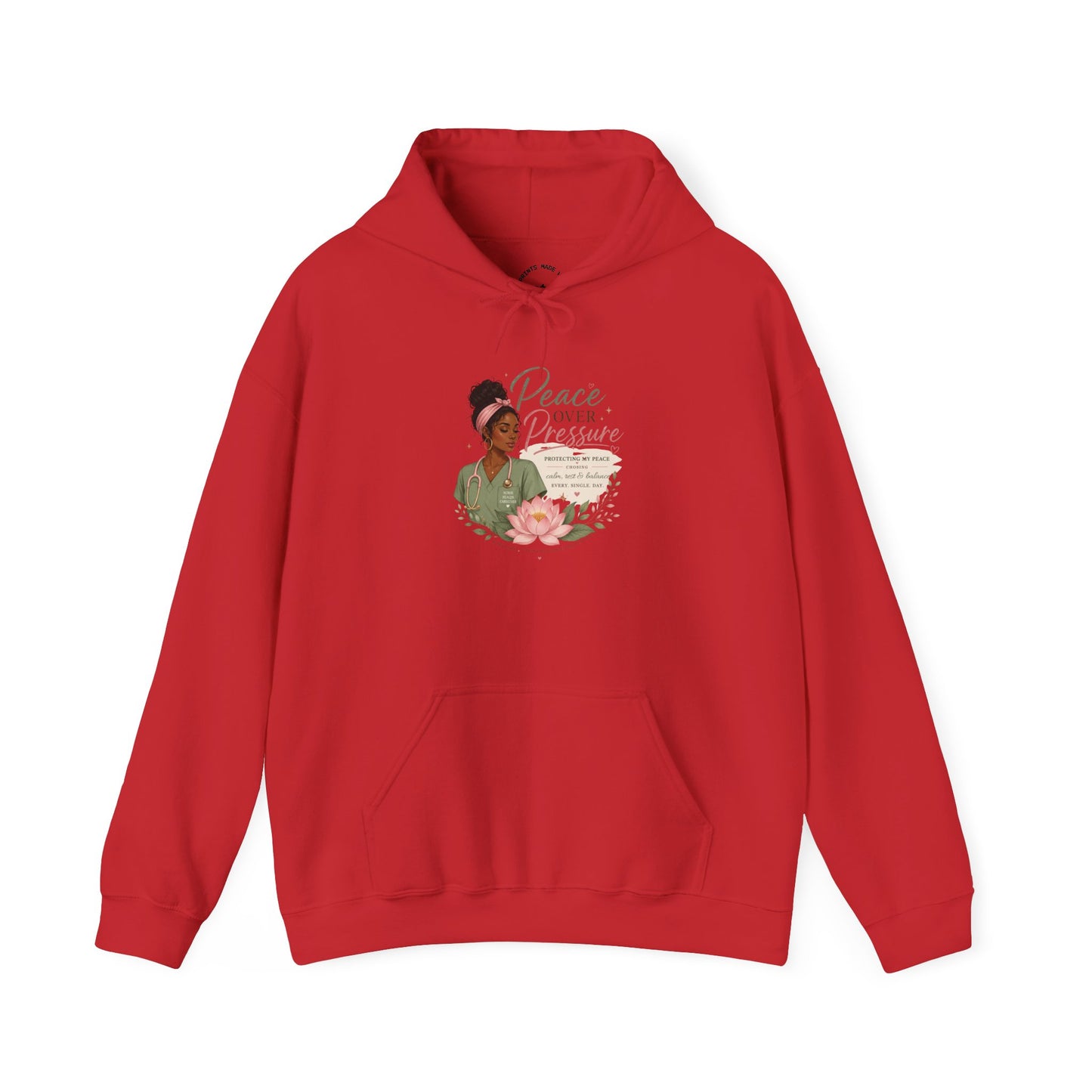 Peace Over Pressure Hoodie Delicate Lotus In Scrubs Graphic Sweatshirt