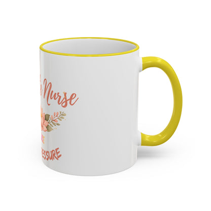 Delicate Nurse Mug – "Peace Over Pressure" Floral Accent Rim & Handle Coffee Cup (11oz/15oz)