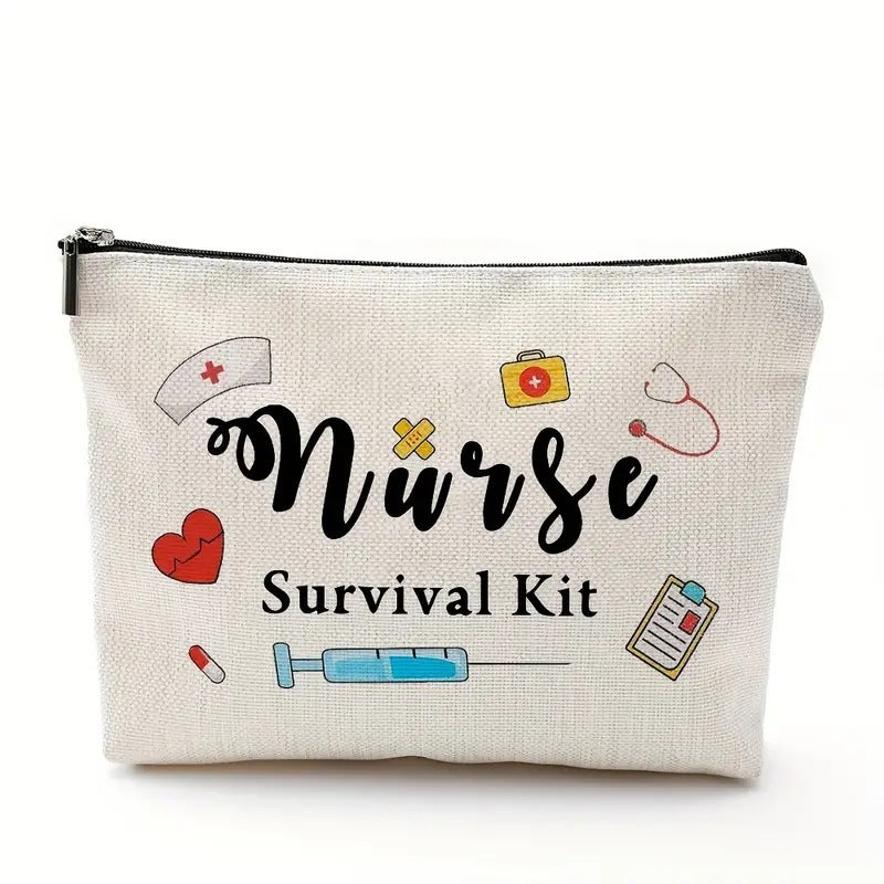 Nurse Cosmetic Bag – Waterproof Linen Zipper Pouch