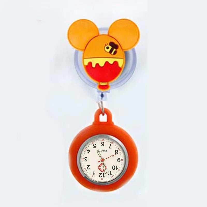 Amazon Cartoon Mickey Stretchable Easy-to-Shrink Easy-to-Pull Buckle Nurst Watch Doctor Chest Watch Student Watch Minnie Pocket Watch