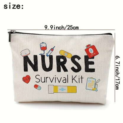 Nurse Cosmetic Bag – Waterproof Linen Zipper Pouch