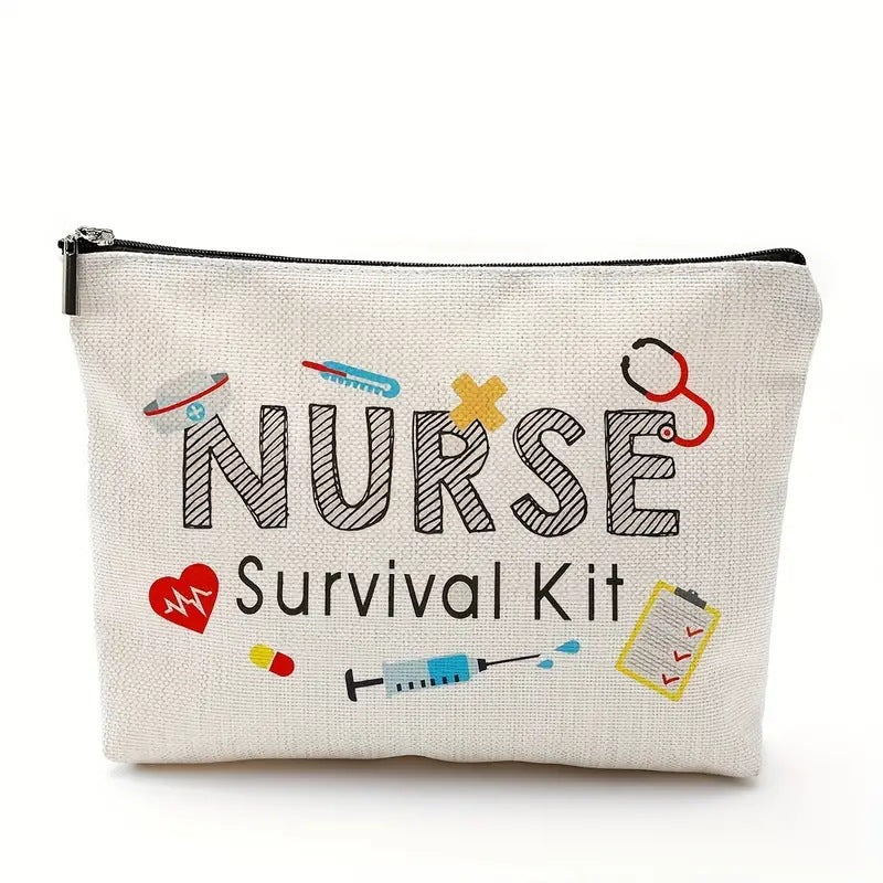 Nurse Cosmetic Bag – Waterproof Linen Zipper Pouch