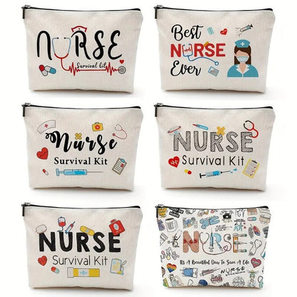 Nurse Cosmetic Bag – Waterproof Linen Zipper Pouch