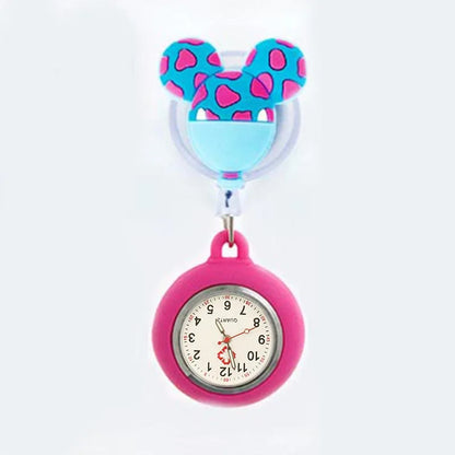 Amazon Cartoon Mickey Stretchable Easy-to-Shrink Easy-to-Pull Buckle Nurst Watch Doctor Chest Watch Student Watch Minnie Pocket Watch