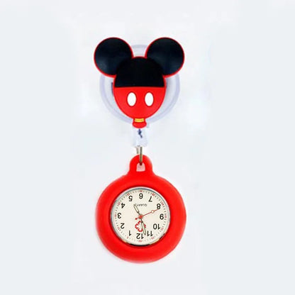 Amazon Cartoon Mickey Stretchable Easy-to-Shrink Easy-to-Pull Buckle Nurst Watch Doctor Chest Watch Student Watch Minnie Pocket Watch